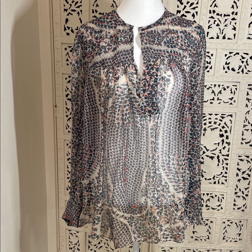 Isabel Marant ETOILE silk teal,maroon and ivory Paisley blouse